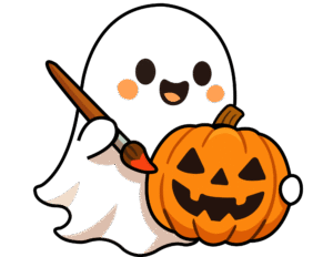 Ghost Paints Jack-O-Lantern